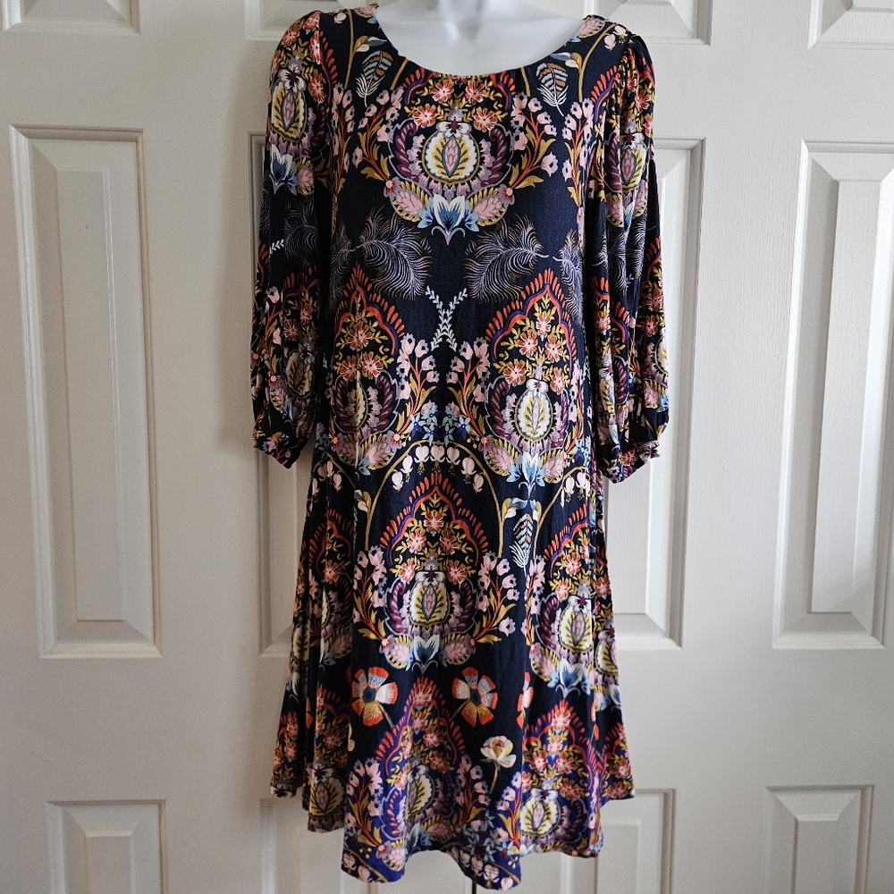Maeve Anthropologie Sawyer Balloon Sleeve Tunic Dress XSP Petite XS Boho Paisley
